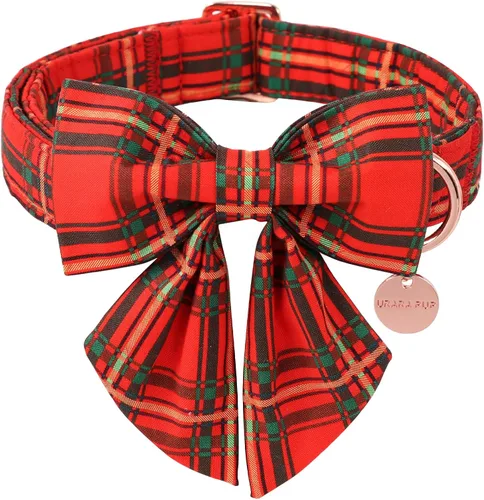 Miniatura 10 de Collar de Navidad para perro con pajarita, collar de Navidad para cachorros, hembras, machos, perros o gatos, collares con lazo con hebilla de metal