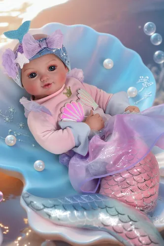 Miniatura 10 de BABESIDE Muñeca de sirena para niña, 17 pulgadas, suave, realista, con cola de sirena brillante y accesorios, bonitos juguetes de sirena para niñas