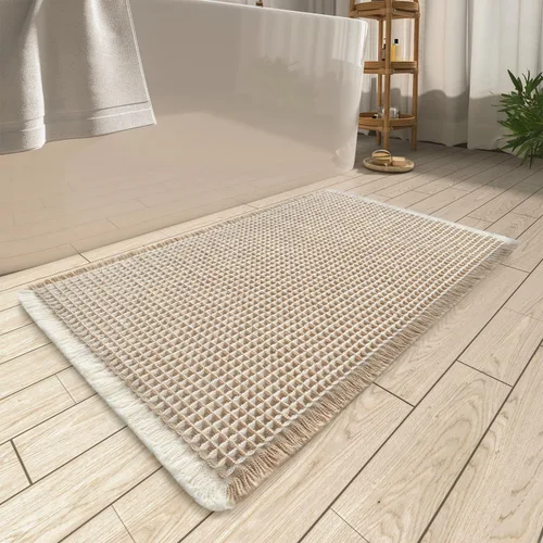 Miniatura 27 de AMOAMI Tapete de baño mejorado con diseño de gofre, súper absorbente, antideslizante, para suelo de baño, lavable a máquina, con borlas, tapetes