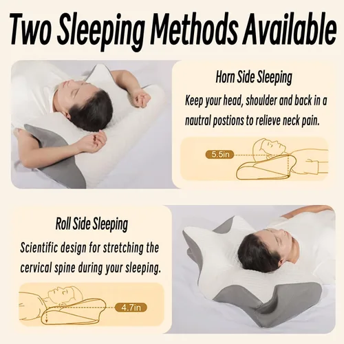 Miniatura 7 de Almohada cervical para aliviar el dolor de cuello, almohada ortopédica ergonómica de contorno para el dolor y apoyo del hombro, acogedora almohada