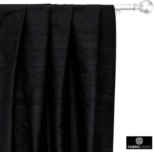 Miniatura 5 de Fabric Mart Direct Tela Dupioni de seda pura 100% negra por el patio, 1 yarda 41 pulgadas de ancho de seda cruda pura color sólido negro al por
