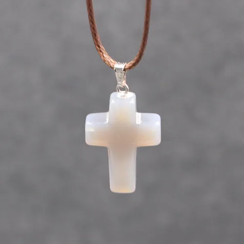 Miniatura 6 de 30 dijes de piedra de color con cruz de piedra preciosa, dijes de cuarzo cruzado sin cadena, suministros para hacer joyas, collares y aretes