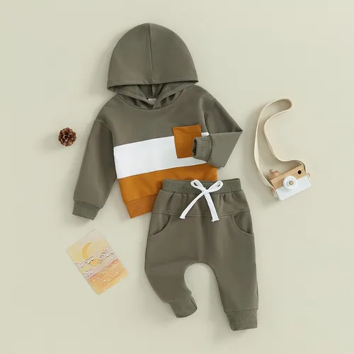 Miniatura 38 de Conjunto de ropa de otoño e invierno para bebé y niño, sudadera larga con capucha y pantalones para niños pequeños, 6, 12, 18, 24 meses, 2T
