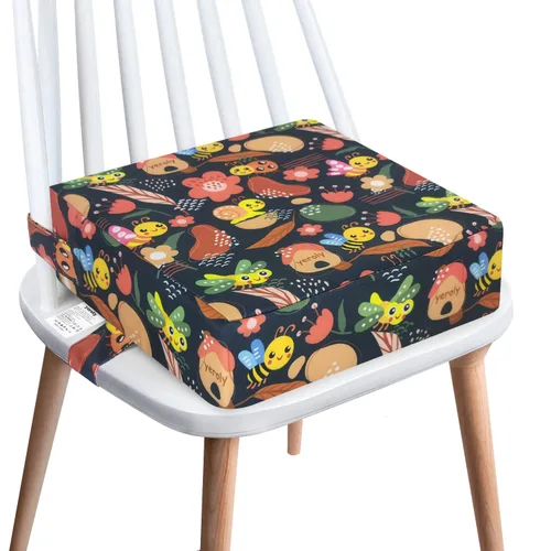Asiento elevador para niños para mesa de comedor, de 4 pulgadas, lavable, con dobles correas más seguras, parte inferior antideslizante, asiento