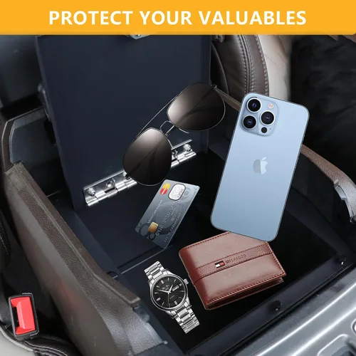 Miniatura 4 de Caja de seguridad con cerradura de combinación de 3 dígitos, organizador de consola central, compatible con 2017 2018 2019 Ford F150, inserto