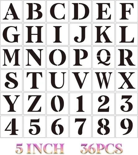 Plantillas de letras de 5 pulgadas para pintar sobre madera, 36 plantillas de letras del alfabeto, plantillas para letreros de pared de madera,