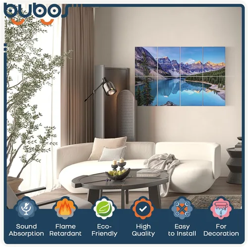 Miniatura 3 de BUBOS Paquete de 8 Paneles Acústicos de Arte Panel de Pared Insonorizado, 47.2X31.4 Pulgadas Panel Absorbente de Sonido, Paneles de Pared Acústicos