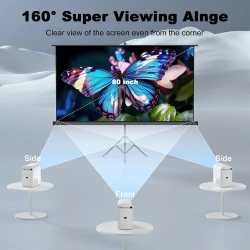 Miniatura 7 de Pantalla de proyector para exteriores con trípode de soporte, pantalla de proyector portátil retráctil para interiores, pantalla de proyección