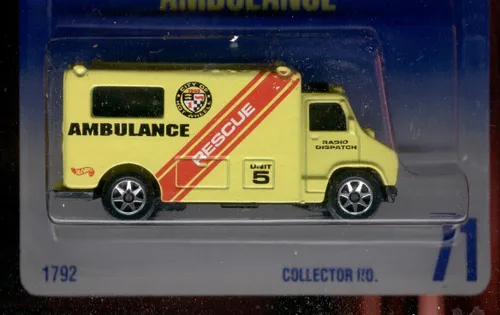 Miniatura 2 de Hot Wheels 1991-71 Ambulancia Tarjeta Azul Escala 1:64