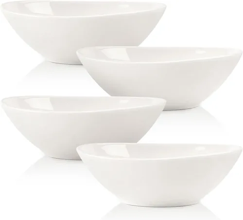LIFVER - Juego de 4 cuencos de porcelana de 9" para decoración de boda, platos de servir de 36 onzas para entretener, juego de cuencos grandes para