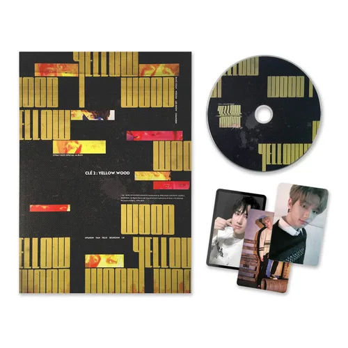STRAY KIDS - Special Album [CLE 2 : YELLOW WOOD] (YELLOW WOOD Ver.) CD + Photobook + 3 QR Photocards + 2 Pin Button Badges