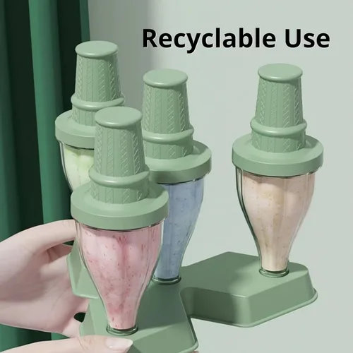 Miniatura 3 de Juego de 4 moldes de silicona para hacer paletas de helados, moldes de helado congelados, accesorios de cocina, fácil liberación, reutilizable, sin