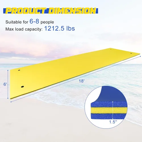 Miniatura 7 de GLACER Alfombrilla de agua flotante, almohadilla de agua flotante, espuma XPE resistente al desgarro, almohadilla flotante grande de 18 x 6 pies