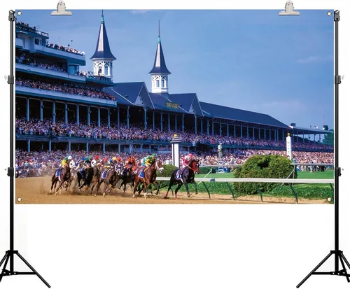 Miniatura 5 de Nepnuser Telón de fondo para cabina de fotos de Kentucky, carreras de caballos, Churchill Downs, para interiores y exteriores, fiesta, fotografía