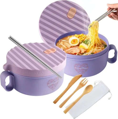 Miniatura 11 de AI LOVE PEACE Tazón de ramen, olla de ramen, tazón de ramen para microondas, tazón grande de fideos de 40 onzas, tazón para microondas, cuencos