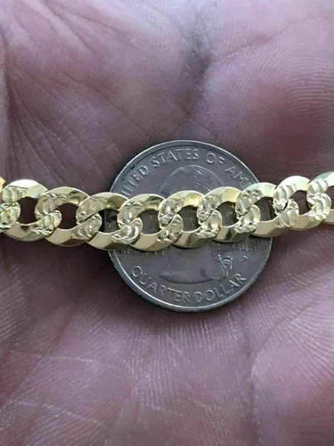 Miniatura 5 de Men's Cuban Link Bracelet 14k Gold Over Solid 925 Sterling Silver Bracelet - 8.5" 8mm - Diamond Cut Pave