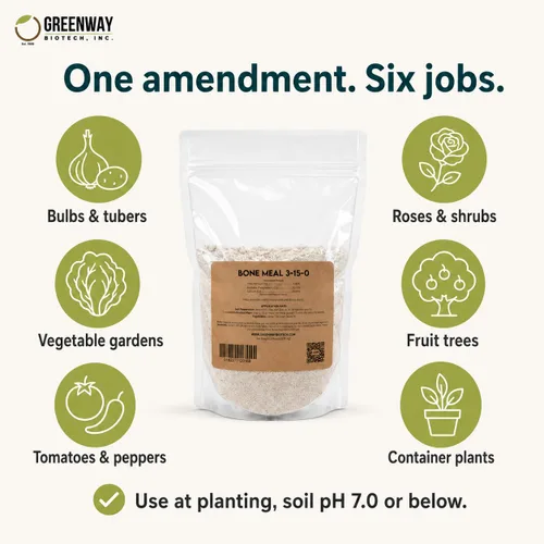 Miniatura 5 de Greenway Biotech, Inc. Fertilizante de harina de huesos 3-15-0 más 24% de calcio para el fuerte desarrollo de raíces de las plantas, fuente