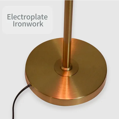 Miniatura 7 de Lámpara de pie moderna, pantalla de avestruz natural, lámpara de pie con luz blanca, cuerpo de lámpara dorado con cable enchufable, lámpara de pie