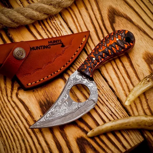Miniatura 14 de Cuchillos de Damasco Hechos a Mano Personalizados de Acero de Damasco Cuchillo de Caza para Desollar, Camping, Exterior - Cuchillos de Caza de Hoja