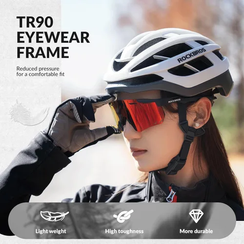 Miniatura 5 de ROCKBROS Gafas de ciclismo polarizadas, gafas de sol deportivas con protección UV para hombres y mujeres, gafas de sol de ciclismo para correr
