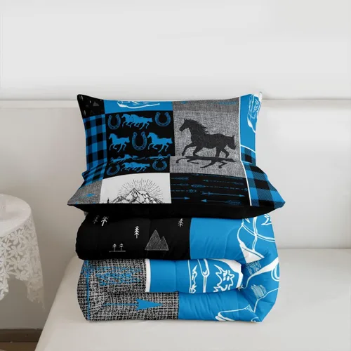 Miniatura 99 de Juego de edredón de oso y ciervo, tamaño individual, ropa de cama de animales salvajes de caza, colcha rústica de cabaña, casa de campo, cuadros