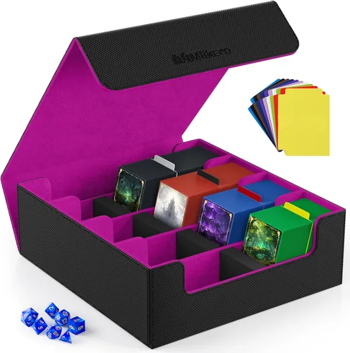 Miniatura 8 de Mlikero Paquete de 4 Cajas para Mazos de Cartas, Caja para Mazo Commander Contiene más de 400 Cartas con Funda Individual con 4 Separadores, Caja
