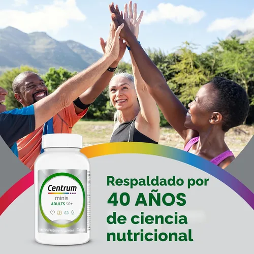 Miniatura 6 de Centrum Minis Silver multivitamínico para adultos de 50 años o más, suplemento multimineral, vitamina D3, vitaminas B, sin gluten, ingredientes sin