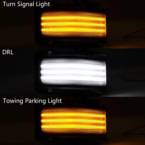 Miniatura 5 de Compatible con Ford Super Duty 2017-2022 2023 F250 F350 F450 F550 2X luz de señal de giro para espejo lateral de circulación diurna DRL lámpara