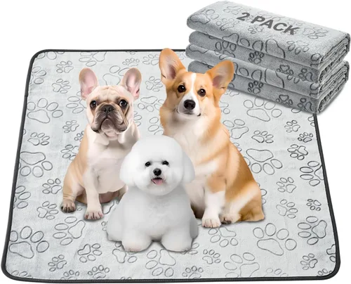 Qeils Almohadillas reutilizables para cachorros, paquete de 2 almohadillas lavables para orina para perros, almohadillas antideslizantes