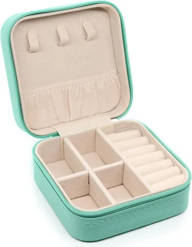 Miniatura 8 de KEINE MARKE Joyero pequeño, estuche portátil de viaje para anillos, colgantes, aretes, collares, organizador de pulseras, cajas de almacenamiento, 1