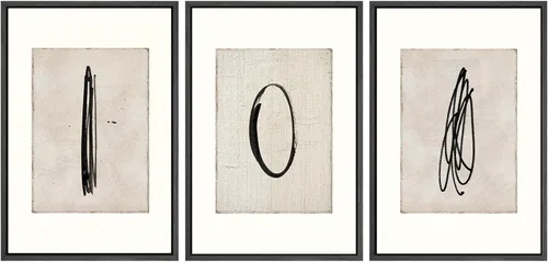 Miniatura 41 de SIGNWIN Lienzo enmarcado para pared, arte con pinceladas de flujo neutro en tonos beige abstractos, ilustraciones, arte moderno, decorativo