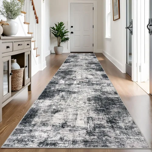 Miniatura 96 de IOHOUZE Alfombra pequeña abstracta de 2 x 3 pies, alfombra de entrada lavable para entrada interior, alfombras con respaldo de goma, alfombra gris