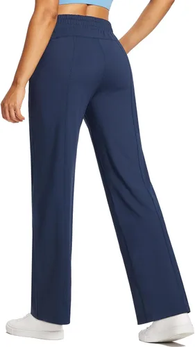 Miniatura 2 de BALEAF Pantalones deportivos de pierna recta para mujer, pantalones deportivos de pierna ancha, bolsillos elásticos y suaves para entrenamiento