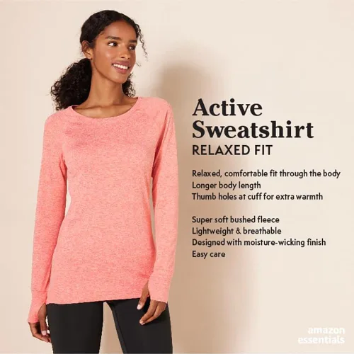 Miniatura 2 de Tienda Essentials Womens Brushed Tech Stretch Long-Sleeve Crewneck Shirt (Available in Plus Size)