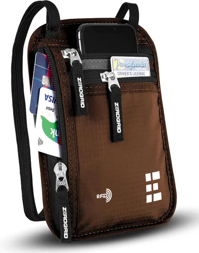 Miniatura 15 de Cartera para el cuello para viajes y pasaporte con bloqueo RFID, delgada y fácil de ocultar, bolsa de viaje de nailon para hombres y mujeres