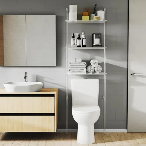 Miniatura 5 de Sumerflos Estante de almacenamiento de acrílico sobre el inodoro, 3 niveles transparente sobre el inodoro, organizador de baño sobre los estantes