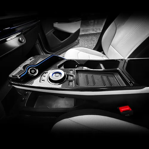 Miniatura 7 de YOUTOOCAR 2 cubiertas para panel de palanca de cambios compatibles con accesorios Kia EV6 2022-2026 (patrón de fibra de carbono)