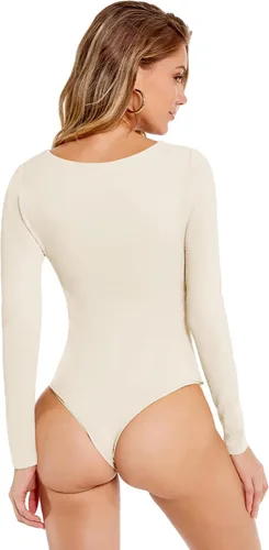Miniatura 2 de Flevita Women's 2 Pack Long Sleeve Bodysuits Square Neck Basic Shirts Tops Bodysuit Jumpsuit