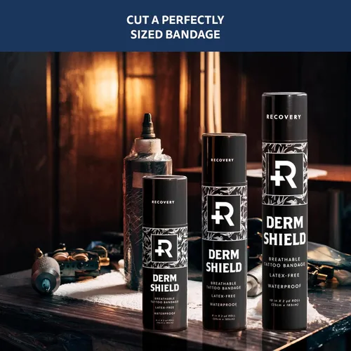Miniatura 6 de Recovery Aftercare Derm Shield - Parche para cubrir tatuajes - Vendaje para el cuidado posterior de tatuajes sin látex e impermeable - Película mate