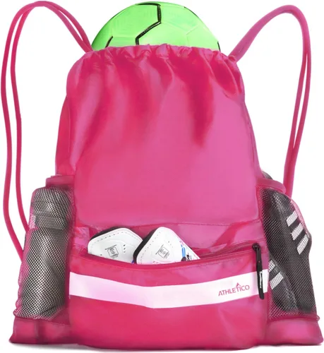 Miniatura 12 de Athletico Bolsa de fútbol con cordón: mochila de fútbol para niños o niñas también puede llevar baloncesto o voleibol Azul