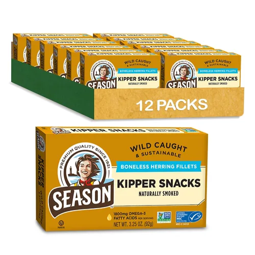 Miniatura 9 de Season Peppered Kipper Snacks – Filetes de arenque deshuesados, ahumados naturalmente, capturados en la naturaleza, aperitivos keto, sin OMG