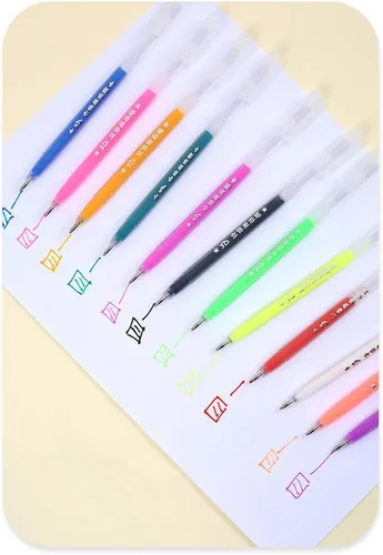 Miniatura 6 de Katutude Juego de bolígrafos de tinta de gelatina brillante 3D, paquete de 6 bolígrafos de gel fluorescentes con purpurina coloreada, bolígrafos