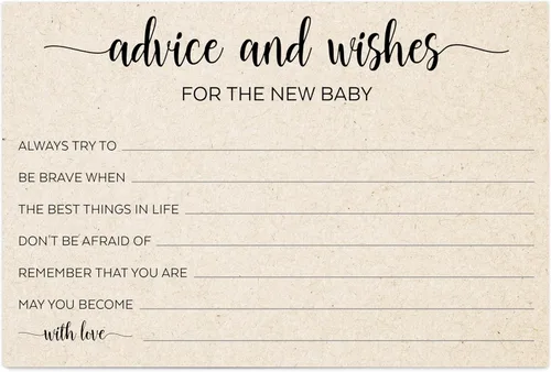 Miniatura 4 de 321Done Advice and Wishes for The New Baby, Made in USA - 4 x 6 bronceado, tarjetas de consejos para juegos de baby shower, papel kraft rústico