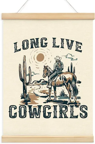 BIWSHA Long Live Cowgirls - Marco para colgar pósteres, impresiones artísticas de pared de vaquera occidental, regalos de vaquera, decoración de