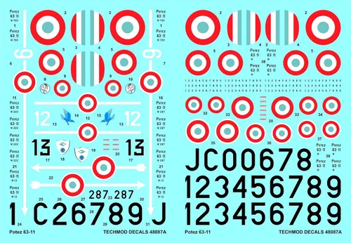 Miniatura 9 de Techmod 48087 1/48 Potez 63-11 French Fighter Wet Decal WWII w/Mask WWII