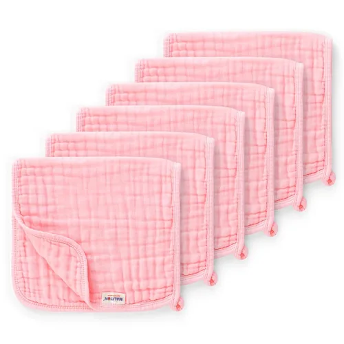 Miniatura 15 de Maliton - Paquete de 6 paños de muselina para eructos para bebé niña, grandes, 20 x 10 pulgadas, 100 % algodón, absorbentes y suaves, 6 capas, paño