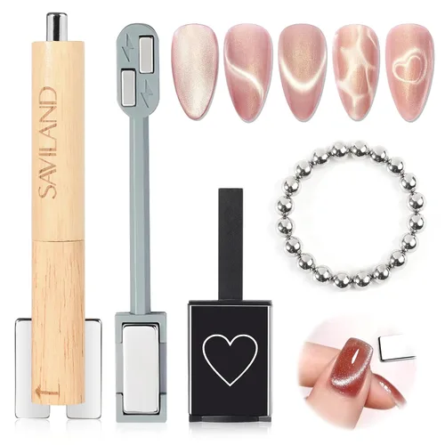 Miniatura 12 de SAVILAND Essentials Ojo de Gato Magnético para Uñas: Esmalte de Uñas Gel Ojo de Gato Marrón 3-en-1 N35 Neodimio Barra Magnética de Tira Larga