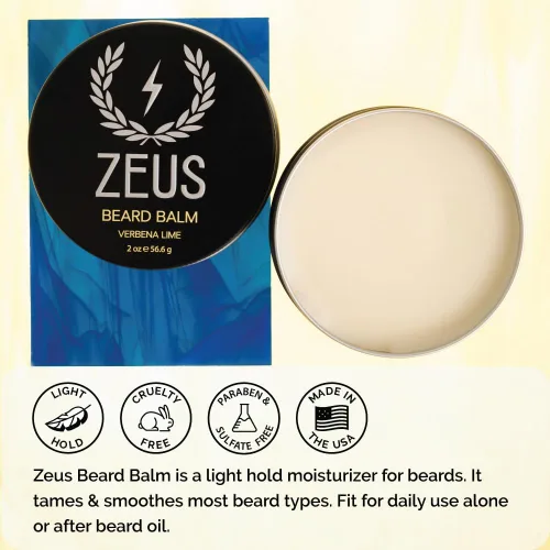 Miniatura 4 de ZEUS Bálsamo para barba, cera de abeja natural y bálsamo de manteca de karité, acondicionador suavizante para vello facial, fabricado en Estados