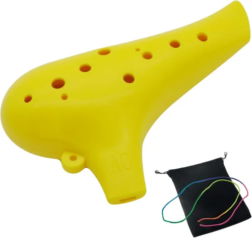 Aestivate Instrumento Ocarina de plástico Ocarina 12 Agujeros Ocarina Alto C 12 Agujeros Instrumento Ocarina Fácil (amarillo)