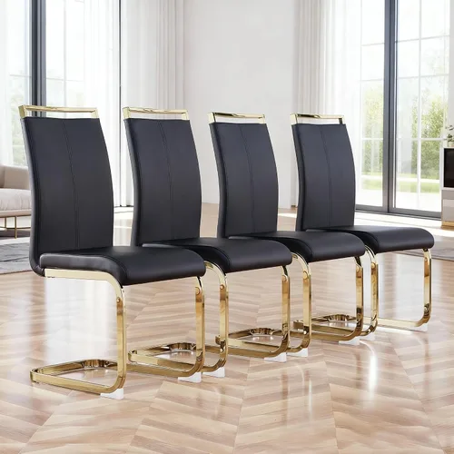 Miniatura 34 de Juego de 2 sillas de comedor modernas con esponja de alta densidad tapizada y patas de metal, sillas para comedor, sillas de comedor de piel